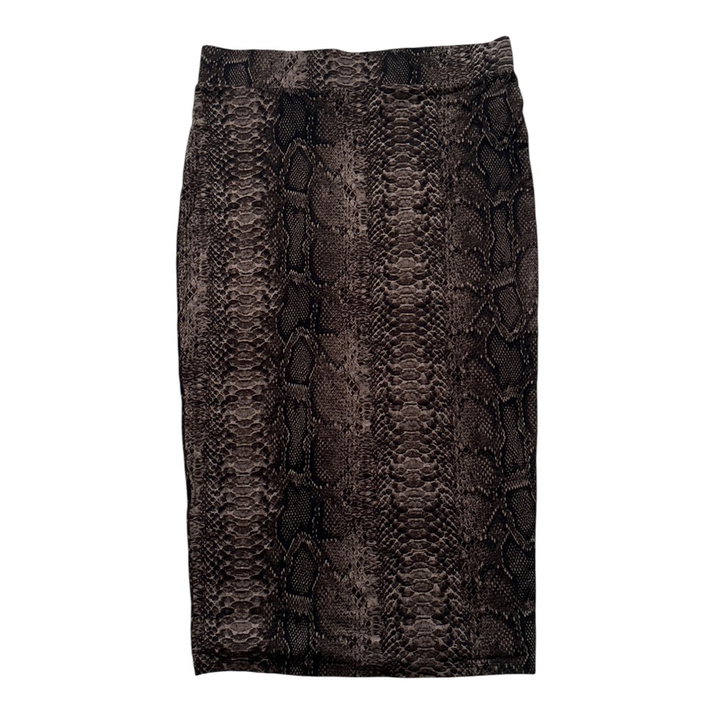 Bar III Brown Snakeskin Print Pencil Skirt Womens Medium High Waist Midi Skirt